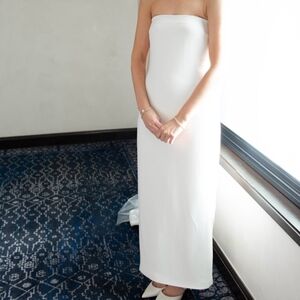 Cushnie White Strapless Midi Dress